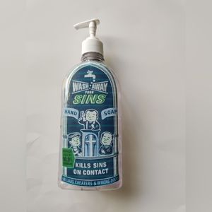 Wash your Sins away hand soap bottle